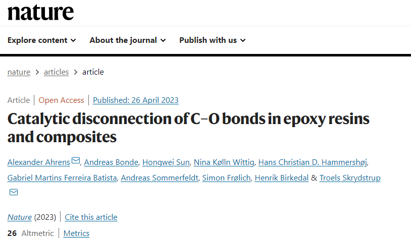 Nature发布：环氧树脂复合材料回收工艺新突破