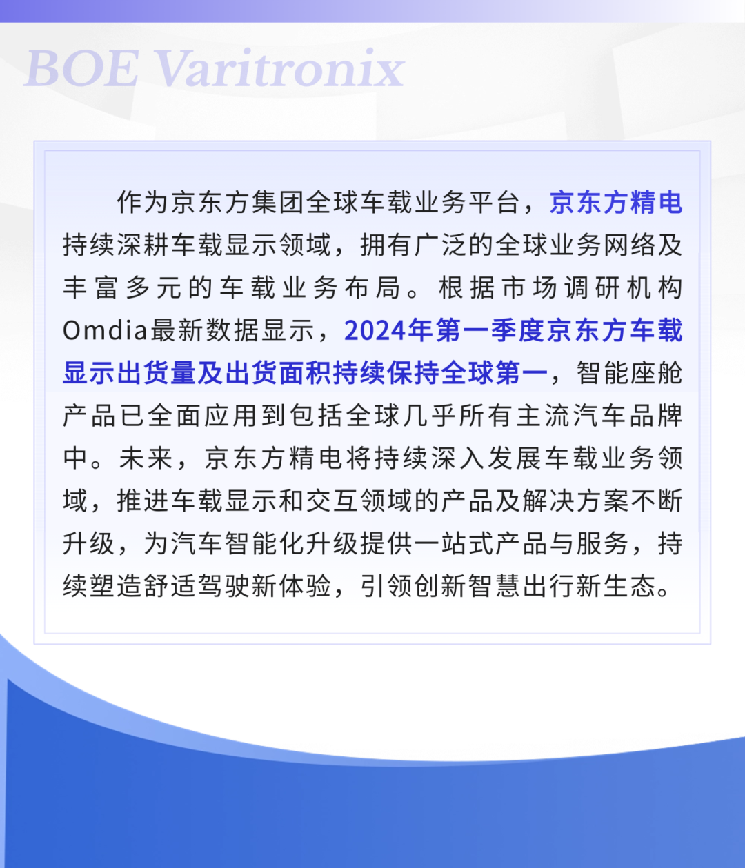 京东方精电已获小鹏汇天分体式飞行汽车“陆地航母”的中控大屏定点项目